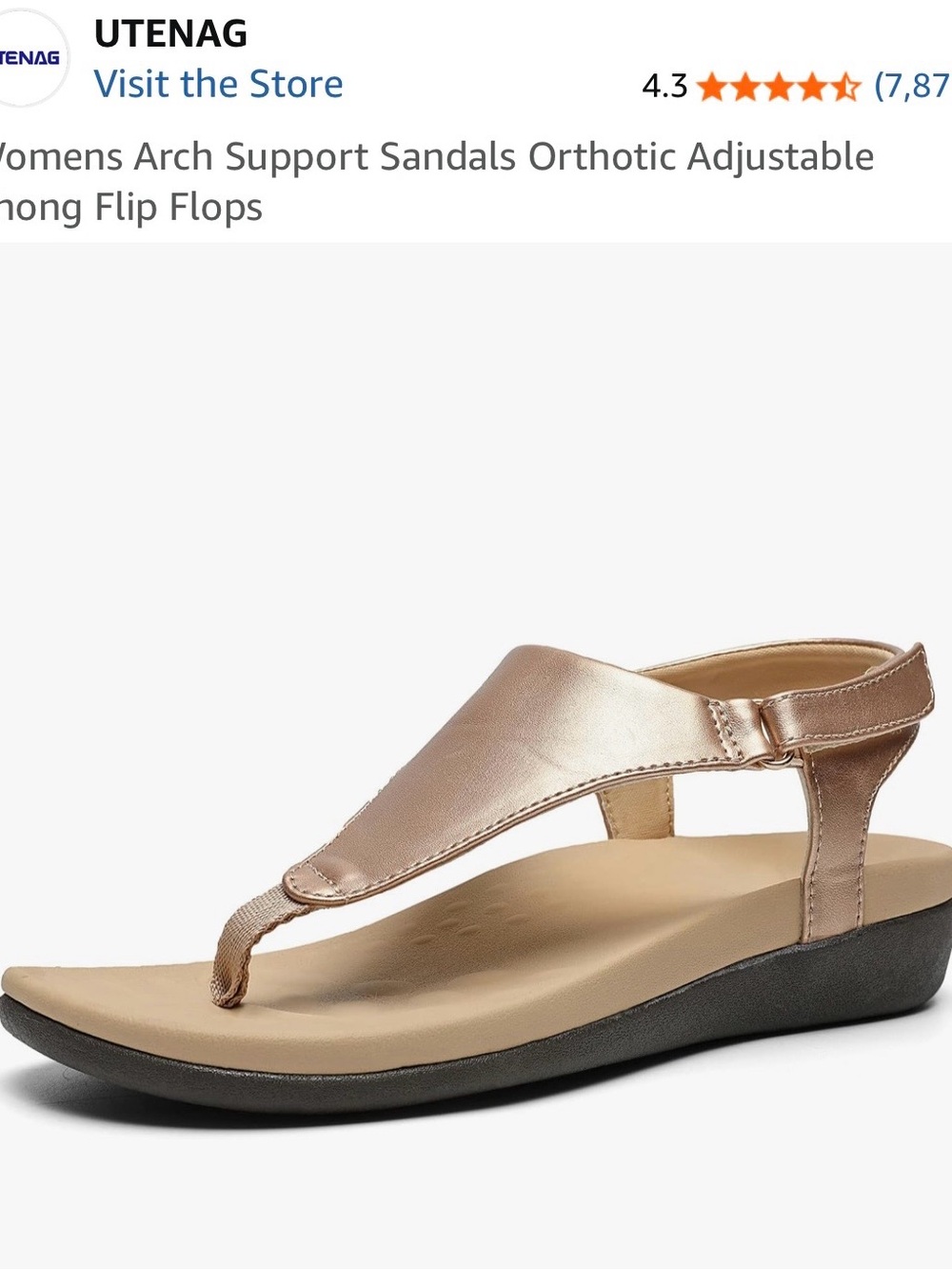 Women’s Metallic Rose Gold Slingback Thong Sandals - Picture 1 of 7